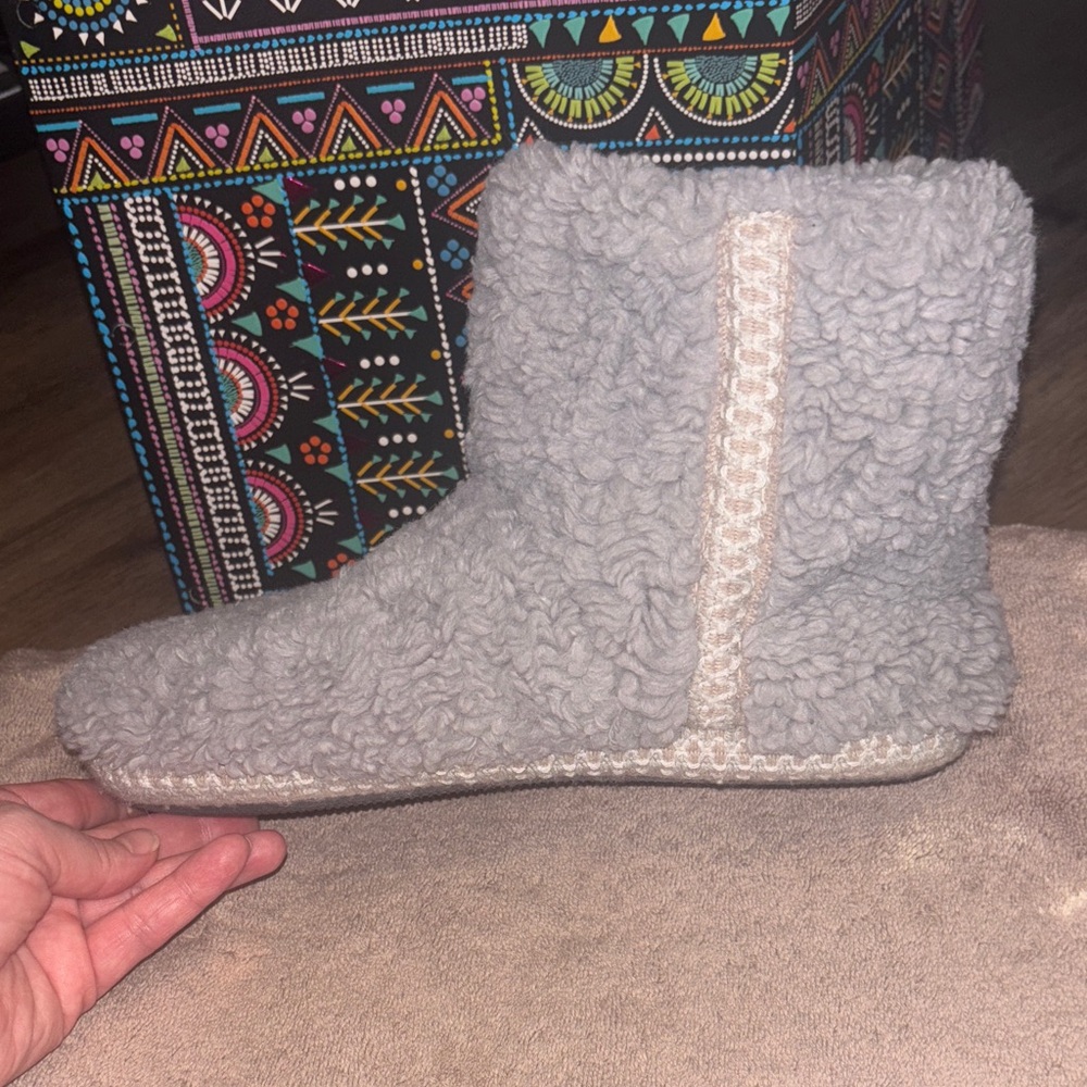 Muk Luks Cozy Gray Sherpa Boots